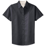 Womens Short Sleeve Wrinkle Resistant Easy Care Shirts Black / Light Stone X - Small