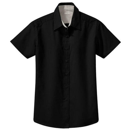 Womens Short Sleeve Wrinkle Resistant Easy Care Shirts - Black/LightStone Black / Light Stone X - Small