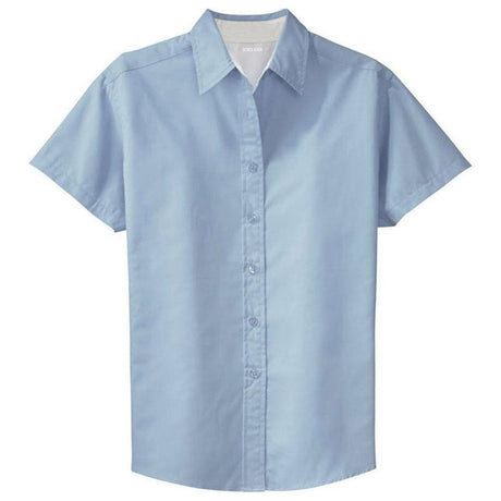 Womens Short Sleeve Wrinkle Resistant Easy Care Shirts - LightBlue/LightStone Light Blue / Light Stone X - Small