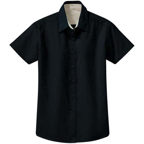 Womens Short Sleeve Wrinkle Resistant Easy Care Shirts - Navy/LightStone Navy / Light Stone X - Small