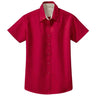 Womens Short Sleeve Wrinkle Resistant Easy Care Shirts - Red/LightStone Red / Light Stone X - Small