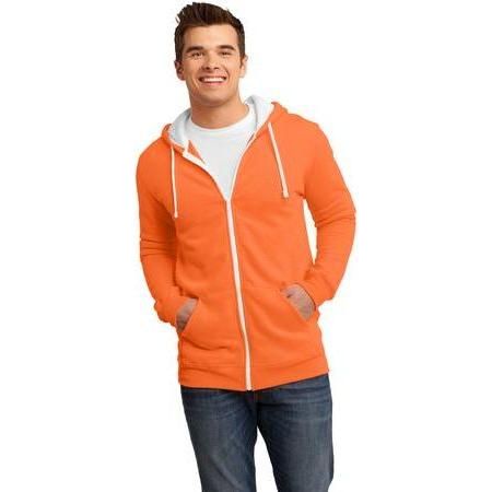 Young Mens Concert Fleece Full - Zip Hoodie 3XL Neon Orange Zip Hoodies