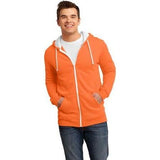 Young Mens Concert Fleece Full - Zip Hoodie 4XL Neon Orange Zip Hoodies