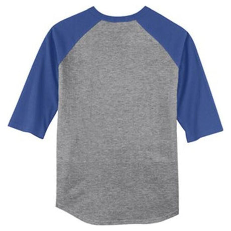 Youth 3/4 Sleeve Cotton Baseball Tee Shirts Heather Grey/Royal Blue Youth Small Short Sleeve T-Shirts