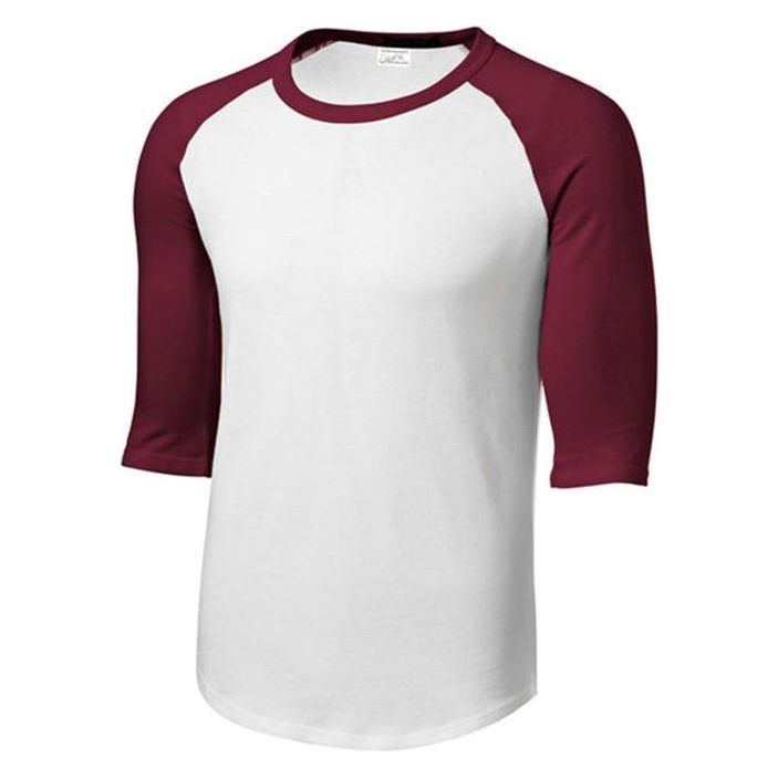 Youth 3/4 Sleeve Cotton Baseball Tee Shirts White/Cardinal Youth Medium Short Sleeve T-Shirts