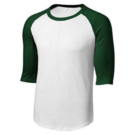 Youth 3/4 Sleeve Cotton Baseball Tee Shirts White/Forest Green Youth Medium Short Sleeve T-Shirts