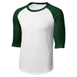 Youth 3/4 Sleeve Cotton Baseball Tee Shirts White/Forest Green Youth Small Short Sleeve T-Shirts