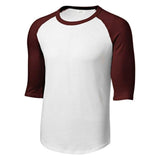 Youth 3/4 Sleeve Cotton Baseball Tee Shirts White/Maroon Youth X - Large Short Sleeve T-Shirts