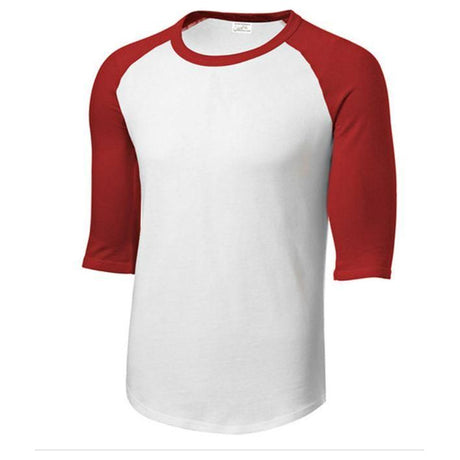 Youth 3/4 Sleeve Cotton Baseball Tee Shirts White/Red Youth Large Short Sleeve T-Shirts