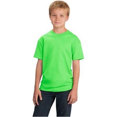 Youth 5.4 - oz 100% Cotton T-Shirt Youth X - Small Neon Green Short Sleeve T-Shirts