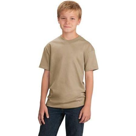 Youth 5.4 - oz 100% Cotton T-Shirt Youth X - Small Sand Short Sleeve T-Shirts