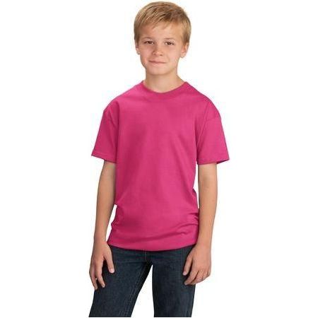 Youth 5.4 - oz 100% Cotton T-Shirt Youth X - Small Sangria Short Sleeve T-Shirts