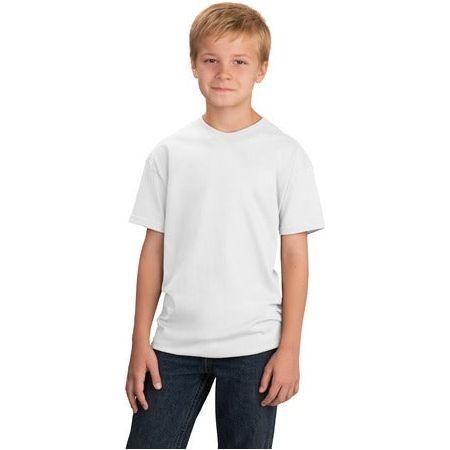 Youth 5.4 - oz 100% Cotton T-Shirt Youth X - Small White Short Sleeve T-Shirts