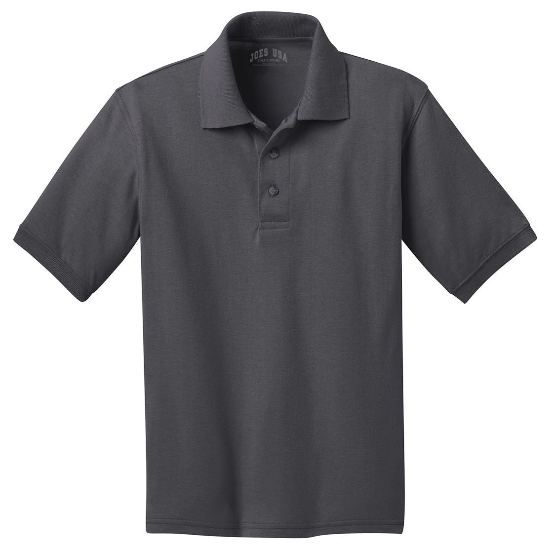 Youth 5.5 - Ounce Jersey Knit Polo Charcoal Youth X - Small Polos/Knits