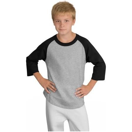 Youth Colorblock Raglan Jersey Heather Grey/Black Youth X - Large