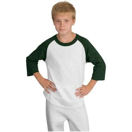 Youth Colorblock Raglan Jersey White/Forest Green Youth X - Large