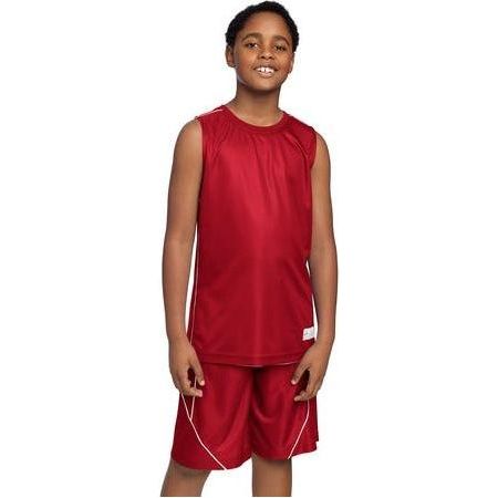 Youth PosiCharge Mesh Reversible Sleeveless Tee Youth Medium True Red Tank Top