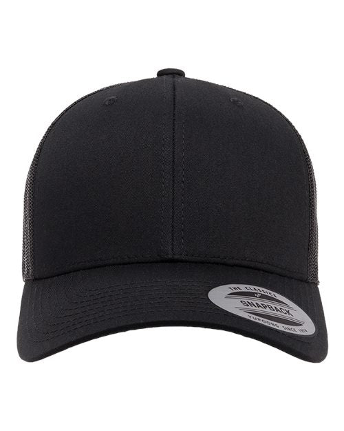 YP Classics 6606 Retro Trucker Cap | Wholesale Yupoong 6606 Retro Trucker Hat Black Adjustable Hats