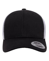 YP Classics 6606 Retro Trucker Cap | Wholesale Yupoong 6606 Retro Trucker Hat Black/ White Adjustable Hats
