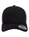 YP Classics 6606 Retro Trucker Cap | Wholesale Yupoong 6606 Retro Trucker Hat Black/ White Adjustable Hats
