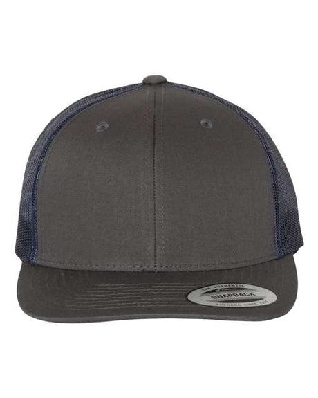 YP Classics 6606 Retro Trucker Cap | Wholesale Yupoong 6606 Retro Trucker Hat Charcoal/ Navy Adjustable Hats