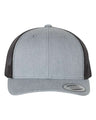YP Classics 6606 Retro Trucker Cap | Wholesale Yupoong 6606 Retro Trucker Hat Heather Grey/ Black Adjustable Hats