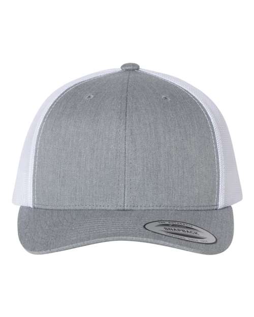 YP Classics 6606 Retro Trucker Cap | Wholesale Yupoong 6606 Retro Trucker Hat Heather Grey/ White Adjustable Hats
