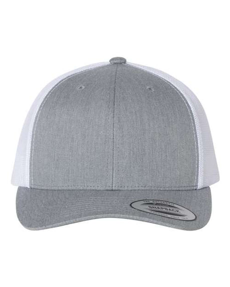 YP Classics 6606 Retro Trucker Cap | Wholesale Yupoong 6606 Retro Trucker Hat Heather Grey/ White Adjustable Hats