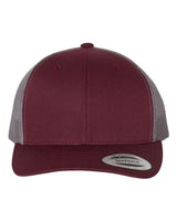 YP Classics 6606 Retro Trucker Cap | Wholesale Yupoong 6606 Retro Trucker Hat Maroon/ Grey Adjustable Hats