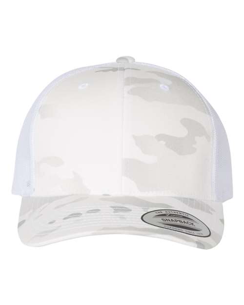YP Classics 6606 Retro Trucker Cap | Wholesale Yupoong 6606 Retro Trucker Hat Multicam Alpine/ White Adjustable Hats