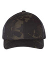 YP Classics 6606 Retro Trucker Cap | Wholesale Yupoong 6606 Retro Trucker Hat Multicam Black/ Black Adjustable Hats
