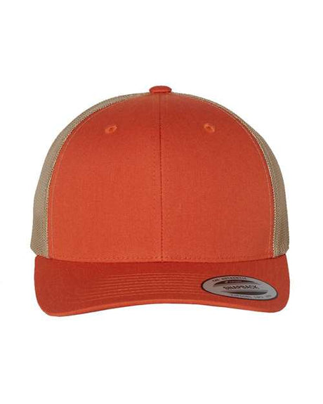 YP Classics 6606 Retro Trucker Cap | Wholesale Yupoong 6606 Retro Trucker Hat Rustic Orange/ Khaki Adjustable Hats