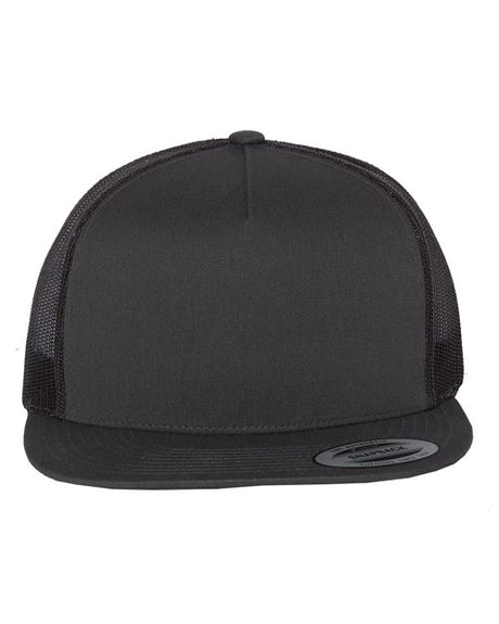YP Classics Five - Panel Classic Trucker Cap - Yupoong 6006 Black Adjustable Hats