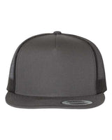 YP Classics Five - Panel Classic Trucker Cap - Yupoong 6006 Charcoal/ Black Adjustable Hats