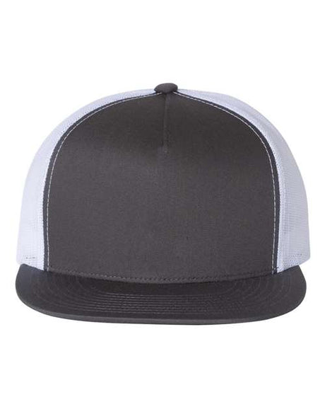YP Classics Five - Panel Classic Trucker Cap - Yupoong 6006 Charcoal/ White Adjustable Hats
