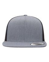 YP Classics Five - Panel Classic Trucker Cap - Yupoong 6006 Heather/ Black Adjustable Hats