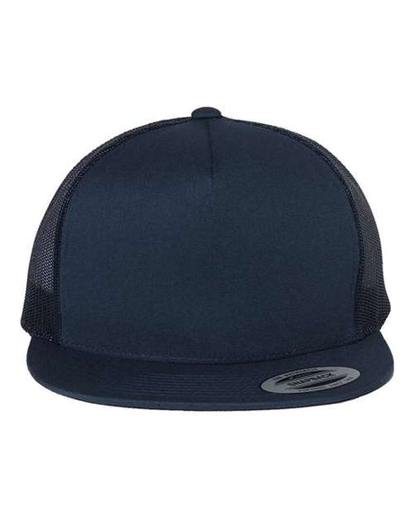 YP Classics Five - Panel Classic Trucker Cap - Yupoong 6006 Navy Adjustable Hats
