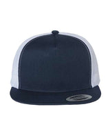 YP Classics Five - Panel Classic Trucker Cap - Yupoong 6006 Navy/ White Adjustable Hats