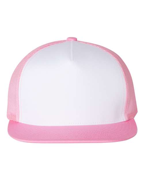 YP Classics Five - Panel Classic Trucker Cap - Yupoong 6006 Pink/ White/ Pink Adjustable Hats
