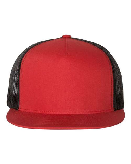 YP Classics Five - Panel Classic Trucker Cap - Yupoong 6006 Red/ Black Adjustable Hats