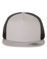 YP Classics Five - Panel Classic Trucker Cap - Yupoong 6006 Silver/ Black Adjustable Hats