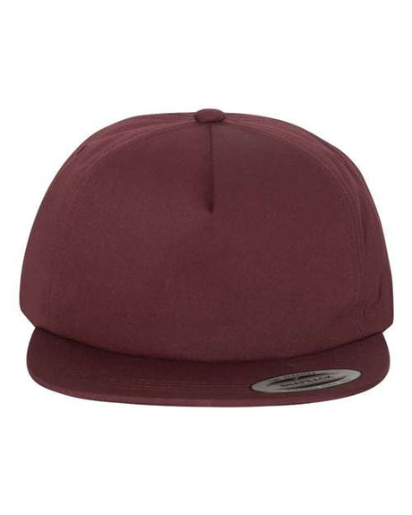 YP Classics Lightly - Structured Five - Panel Snapback Cap - Yupoong 6502 Maroon Adjustable Hats
