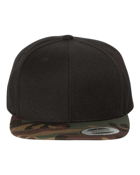 YP Classics Premium Flat Bill Snapback Cap - Yupoong 6089M Black/ Camo Adjustable Hats