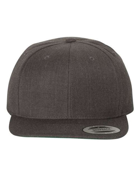 YP Classics Premium Flat Bill Snapback Cap - Yupoong 6089M Dark Heather Adjustable Hats
