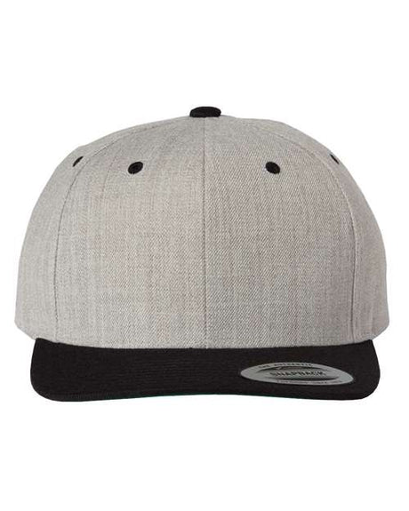 YP Classics Premium Flat Bill Snapback Cap - Yupoong 6089M Heather/ Black Adjustable Hats