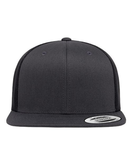 YP Classics Retro High Profile Trucker Cap - Yupoong 6609 Charcoal/ Black Adjustable Hats