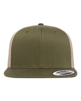 YP Classics Retro High Profile Trucker Cap - Yupoong 6609 Moss Green/ Khaki Adjustable Hats