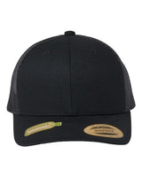 YP Classics Sustainable Retro Trucker Cap - Yupoong 6606R Black Adjustable Hats