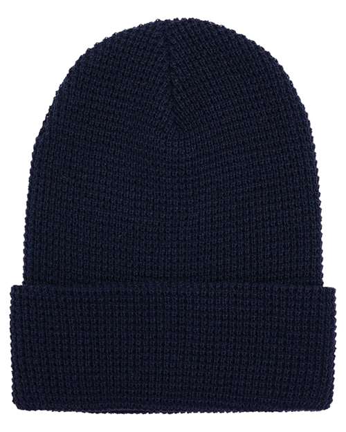 YP Classics Waffle Cuffed Beanie - Yupoong 2501KC Navy One Size Beanies