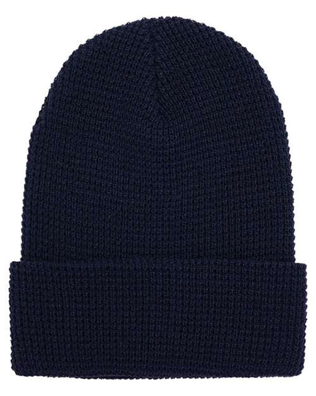 YP Classics Waffle Cuffed Beanie - Yupoong 2501KC Navy One Size Beanies